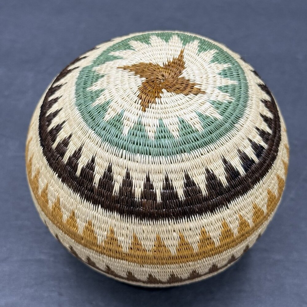 Hand Woven Fine Art Wounaan Werregue Basket Vessel Bowl 5"x 5" - Picture 6 of 9